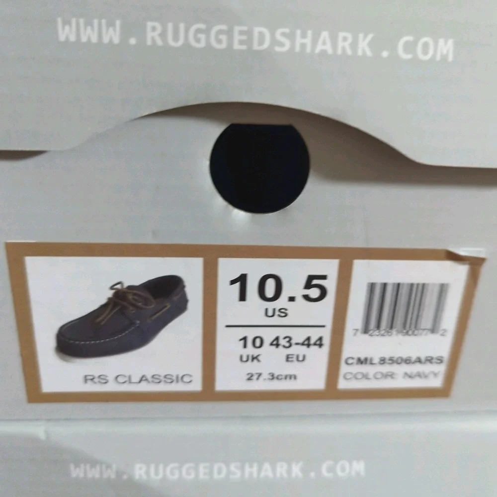 NEW Rugged Shark Men's Classic‎ Boat Shoes, Genuine Leather size 11.5